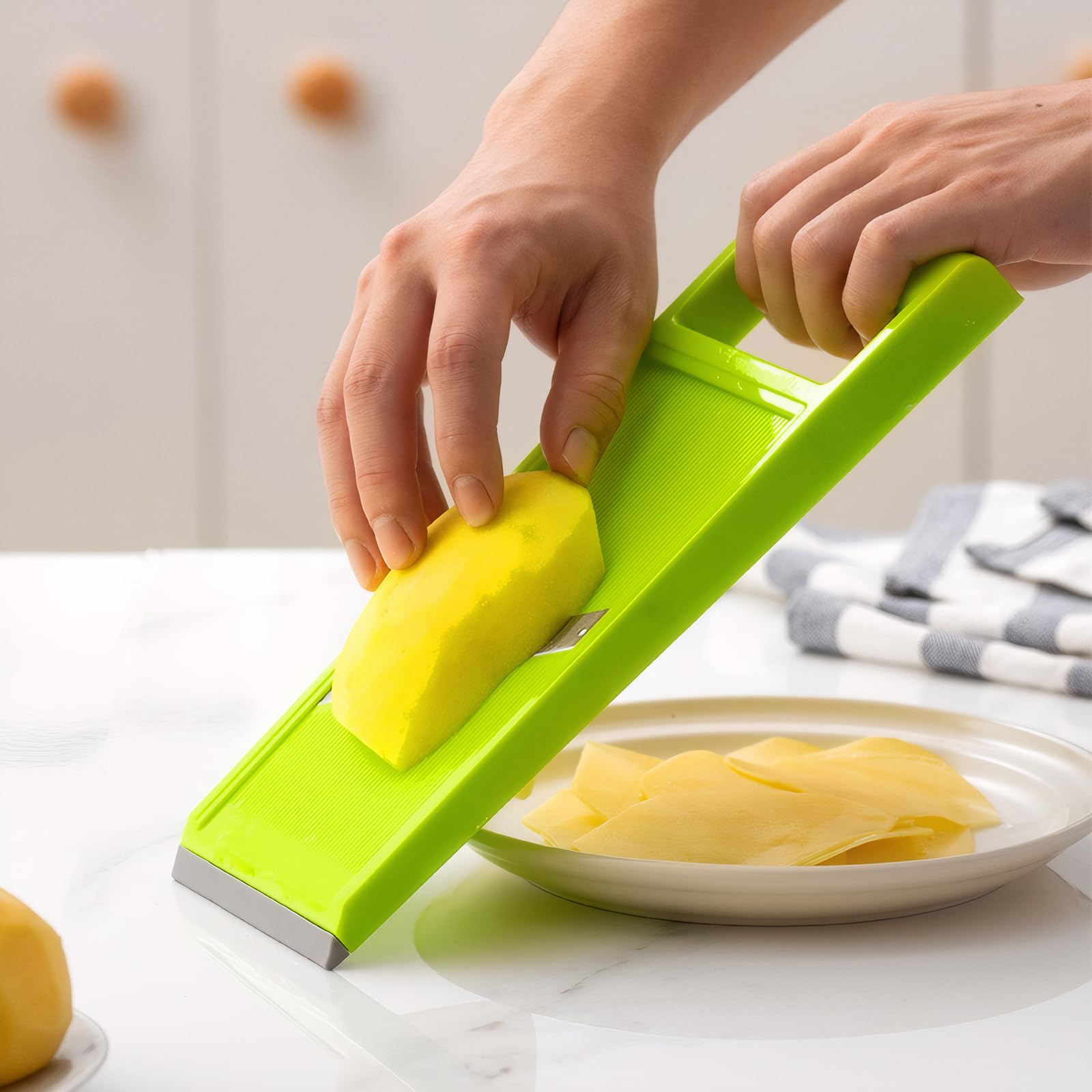 Machine à Croustilles Éminceur à Main en Acier Inoxydable pour Pommes de Terre, Carottes, Concombres