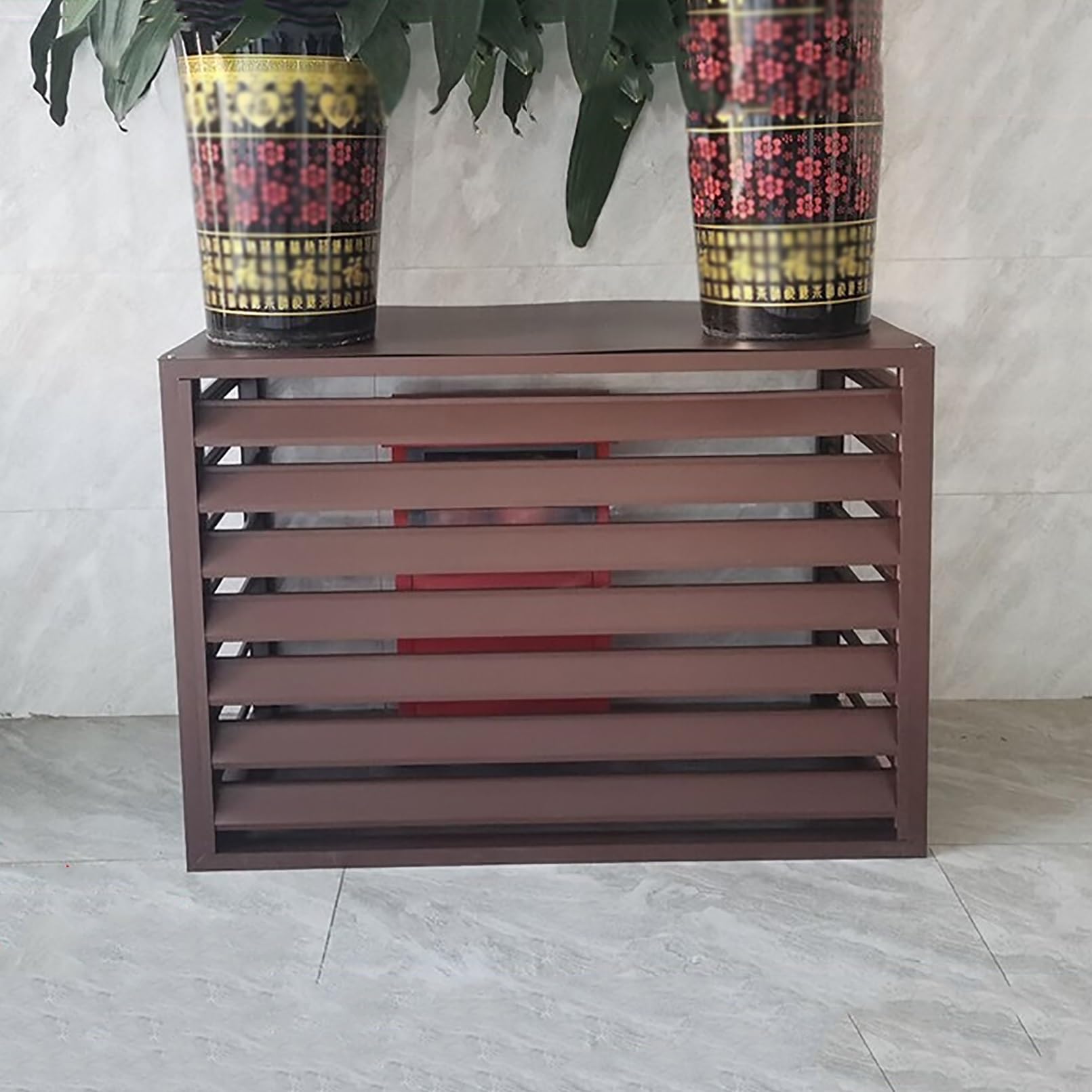 Housse de protection décorative en maille pour pompes à chaleur en aluminium pour climatiseur, équipement d'extérieur (marron, 100 x 50 x 70 cm)