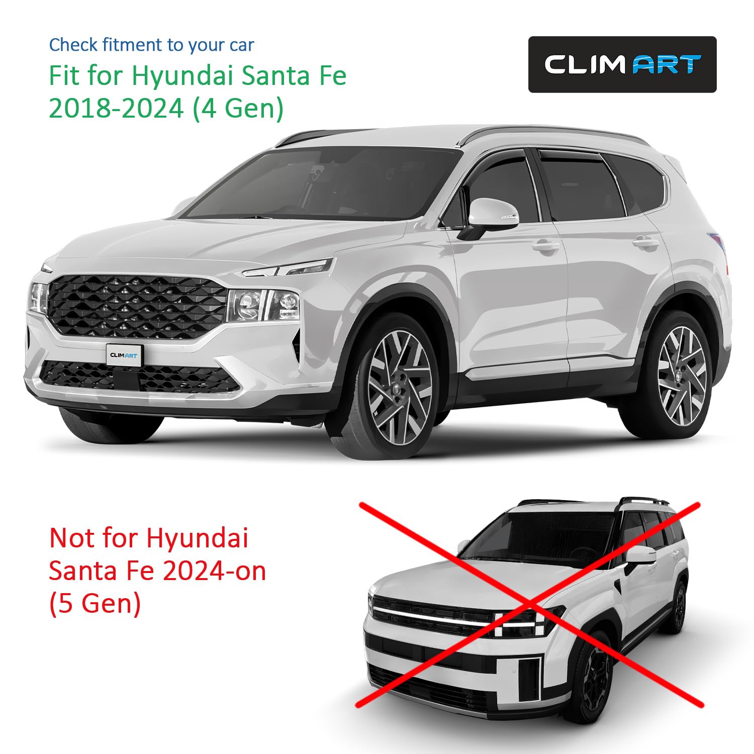 CLIM ART Windabweiser für/kompatible mit Hyundai Santa Fe 18-24 Kanal 4 St.