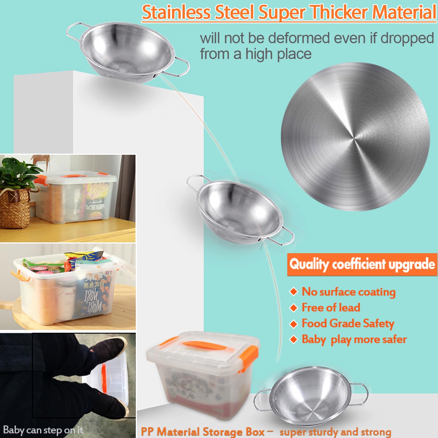 Juego de utensilios de cocina de acero inoxidable, juguetes de cocina, vienen con una práctica caja de almacenamiento, juguetes educativos para niños pequeños (41 piezas)