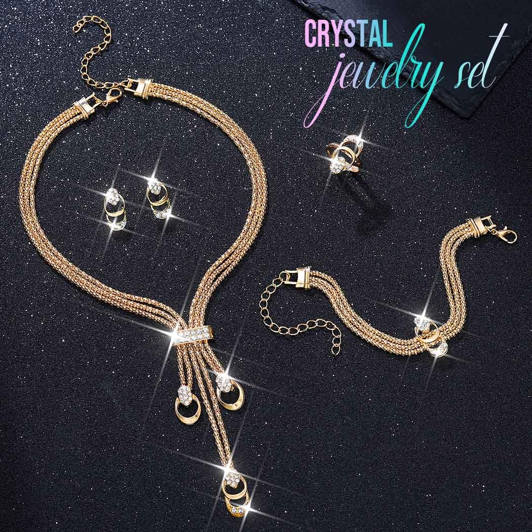 Zoestar Warstwowy naszyjnik choker zestaw złoty kryształ górski naszyjniki i kolczyki zestawy szykowny naszyjnik łańcuszek biżuteria dla kobiet