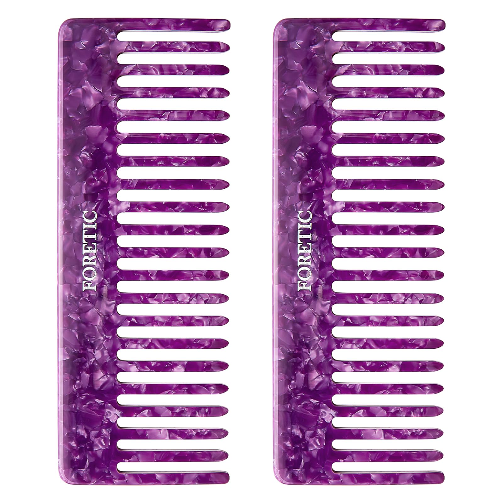 Peine grande de dientes anchos violeta brillante para mujeres, hombres y niños, hecho a mano, para cabello rizado. Peine desenredante de cabello largo y corto para uso húmedo y seco. Peine profesional