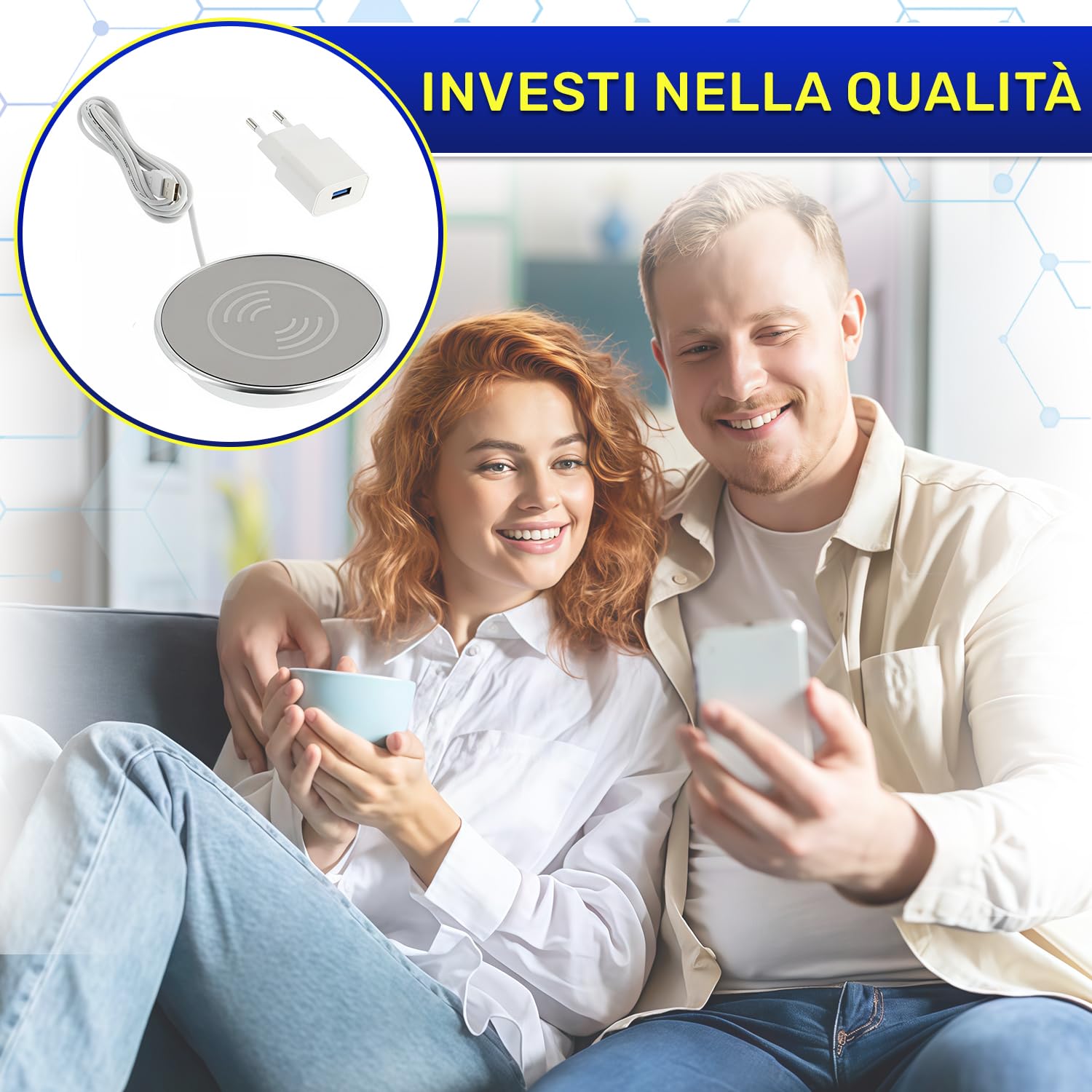 Caricatore Wireless per Smartphone Integrato Tavolo 10W 220–240V