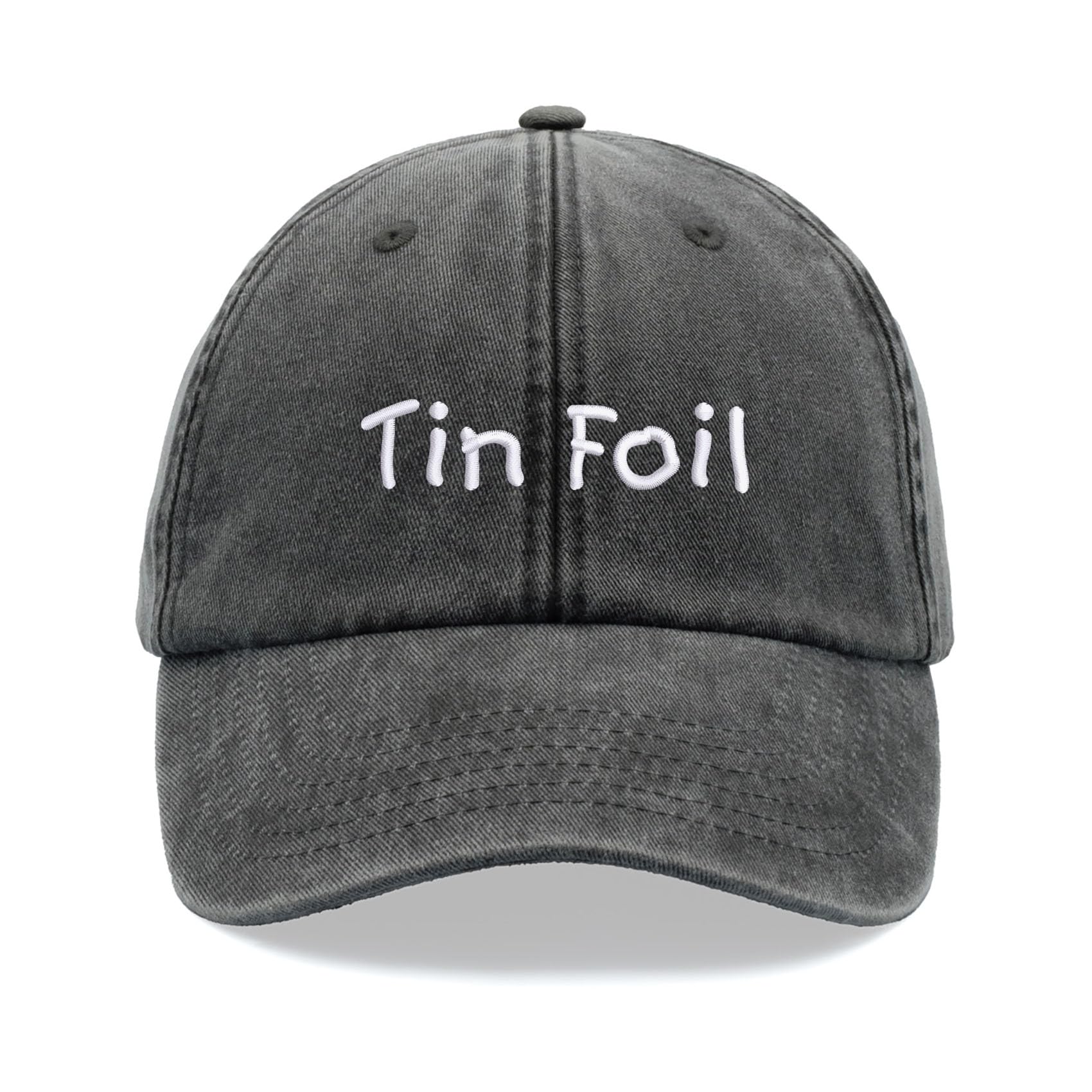 Tin Foil Baseball Cap Vintage Washed Unisex Dad Hat Low Profile Adjustable Black