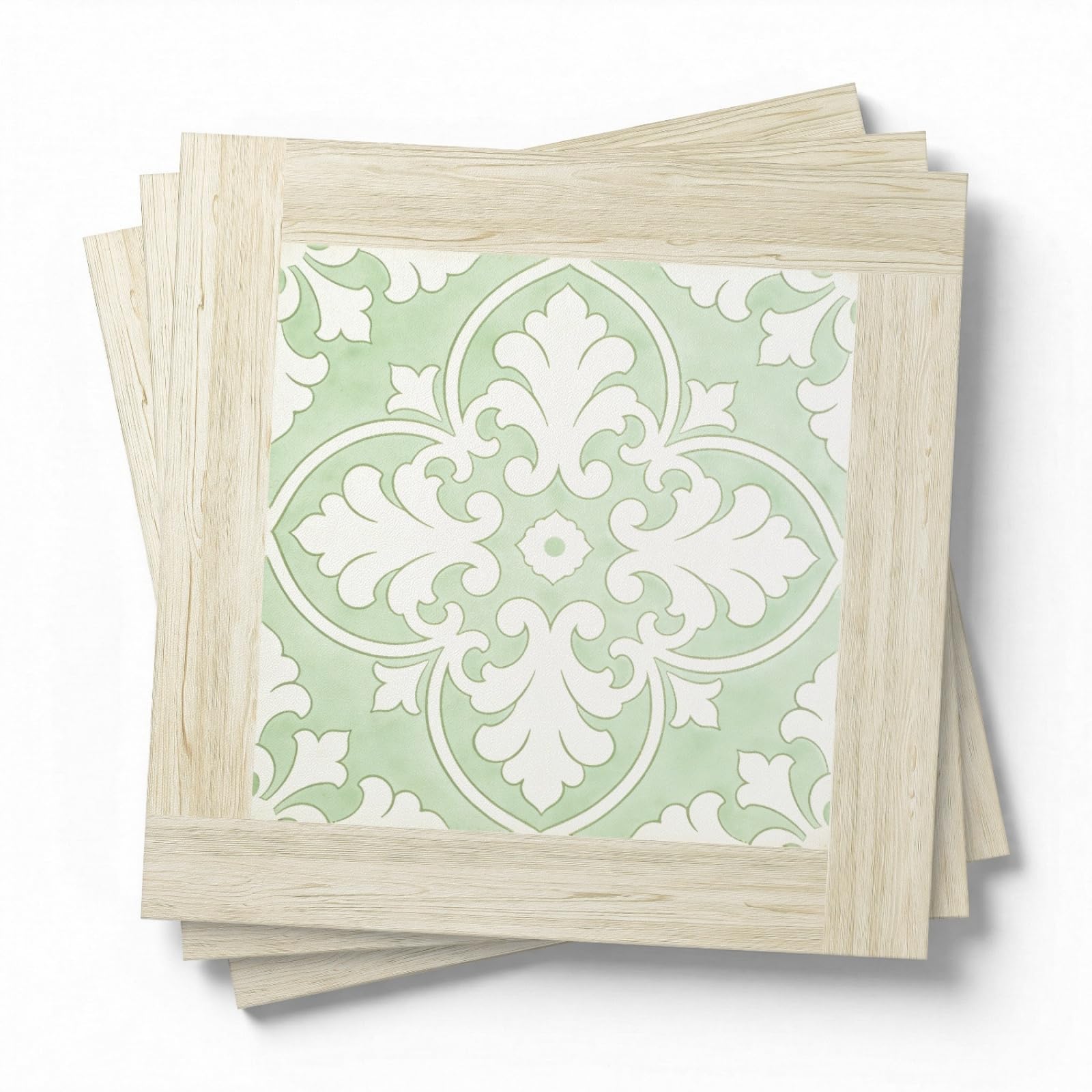 Rmjcxys Light Green Morocco Stick On Tiles Kitchen Tile Stickers Waterproof Vinyl Decals Self Adhesive Stick On Bathroom Tiles Backsplash Decorative Tile Covers 20X20 Cm/ 5 Pcs