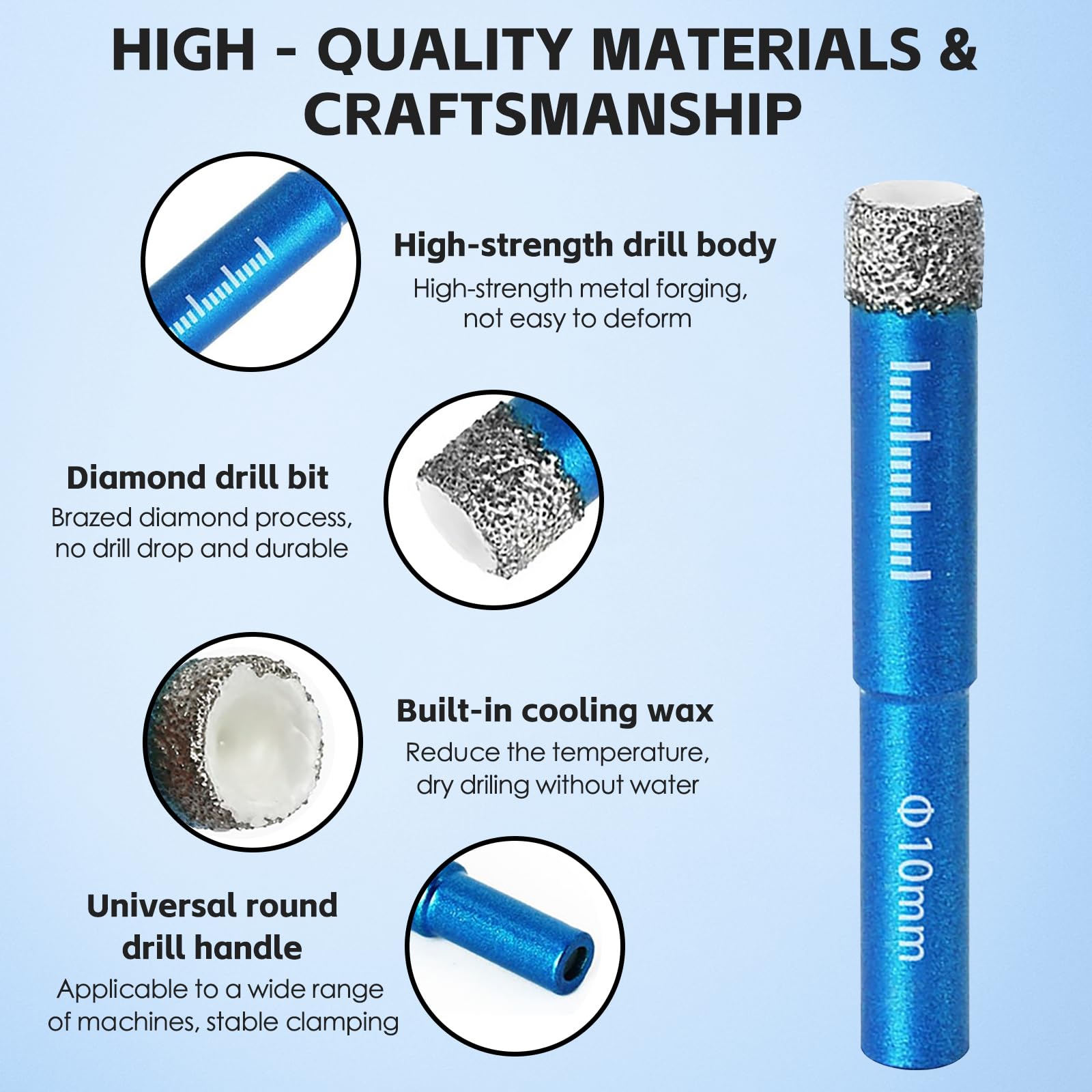 Punte per Gres Porcellanato Diamantate 5-14 mm, Frese per Piastrelle Vetro Ceramica Granito