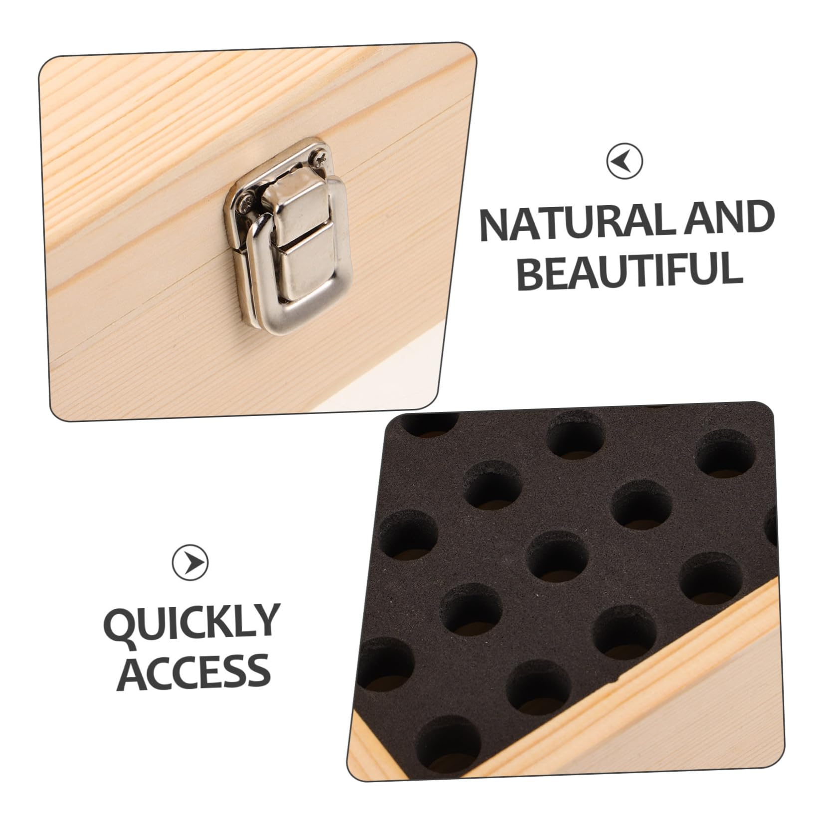 NUOBESTY Organizzatore per Batterie Aa in Legno con 55 Scomparti Protettivi e Rivestimento in Spugna per Protezione Sicura, Custodia Compatta per Viaggi e Uso Generale