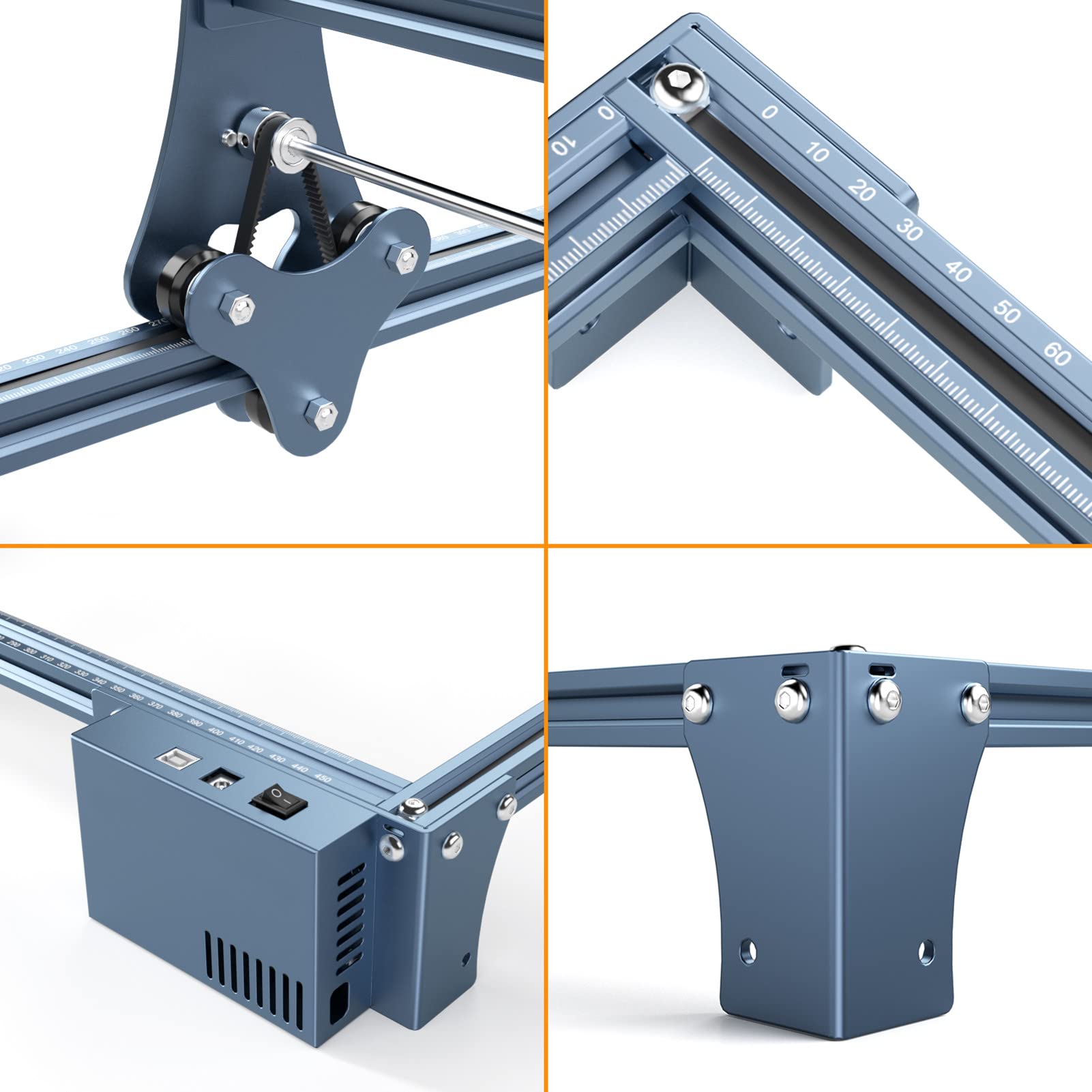 Grabador láser ultrafino de metal completo, máquina cortadora de grabado láser Impresora de talla de bricolaje de enfoque fijo con efecto de 90 W para metal, madera, área(EU)