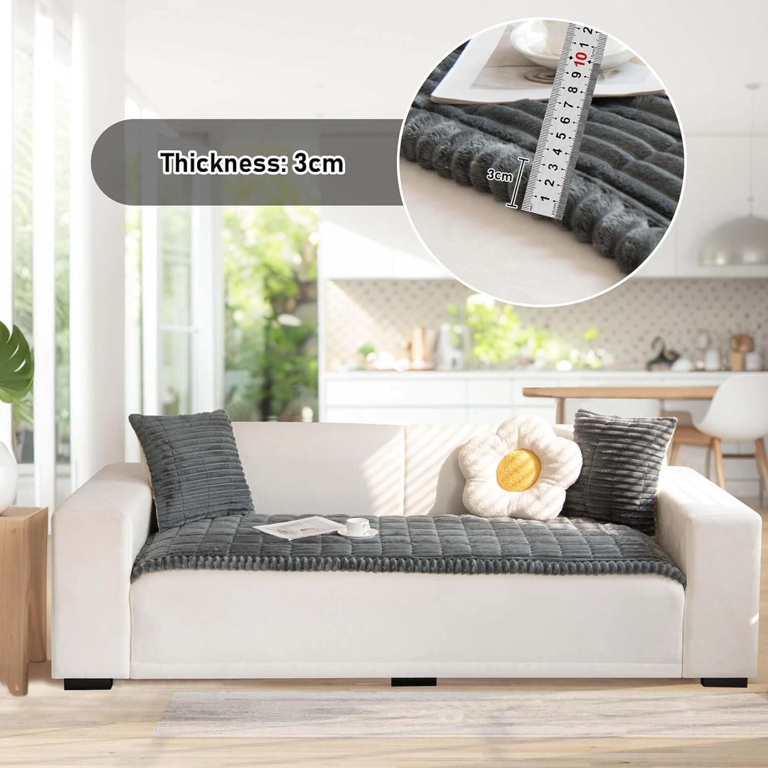 2025 New Plush Pet Couch Cover, Couch Cover for Dogs Washable, Ultra-Soft Quilted Sofa Protector,Non Slip Sofa Cover with Waterproof Lining,All Seasons (Black,28 × 47 in)