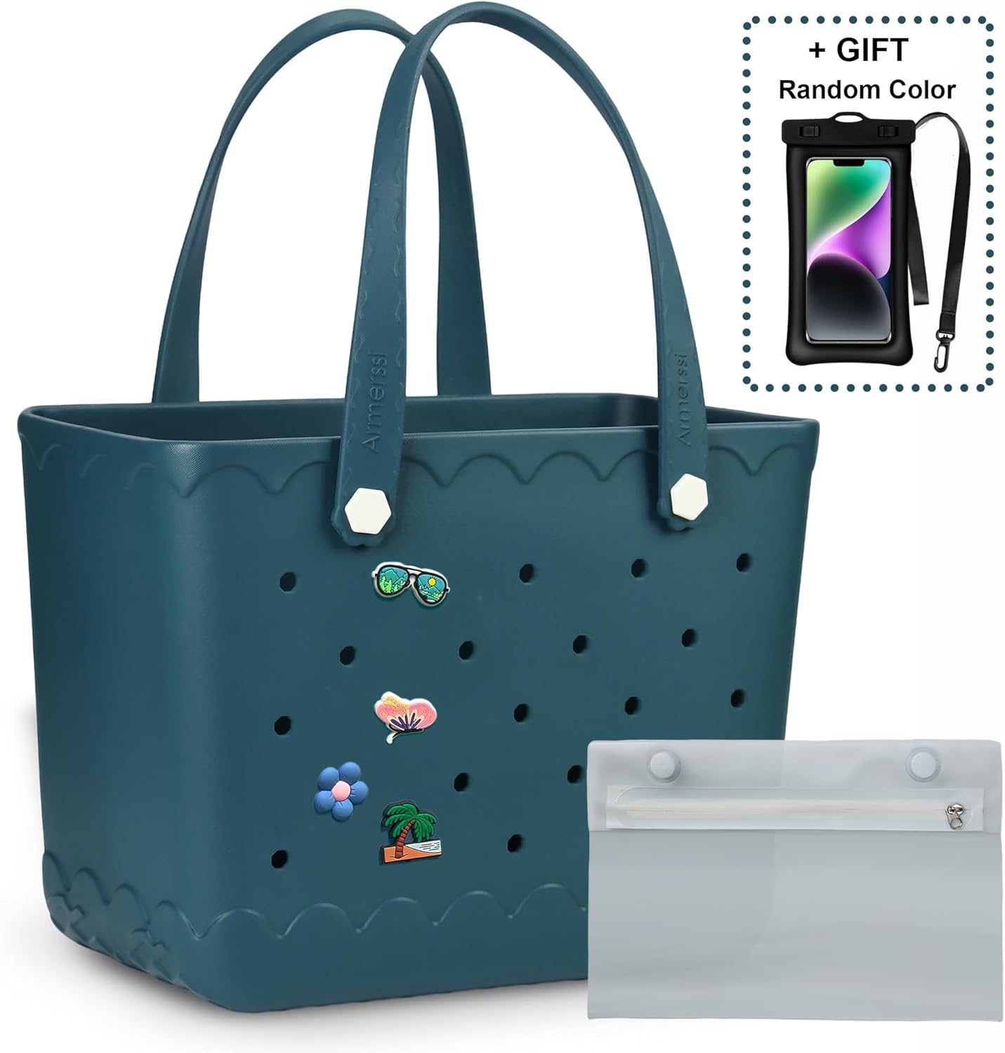 X-Large Rubber Tote Beach Bag for Women | Medium Durable Rubber Bag Waterproof Washable Versatile Tote Bags - Image 2