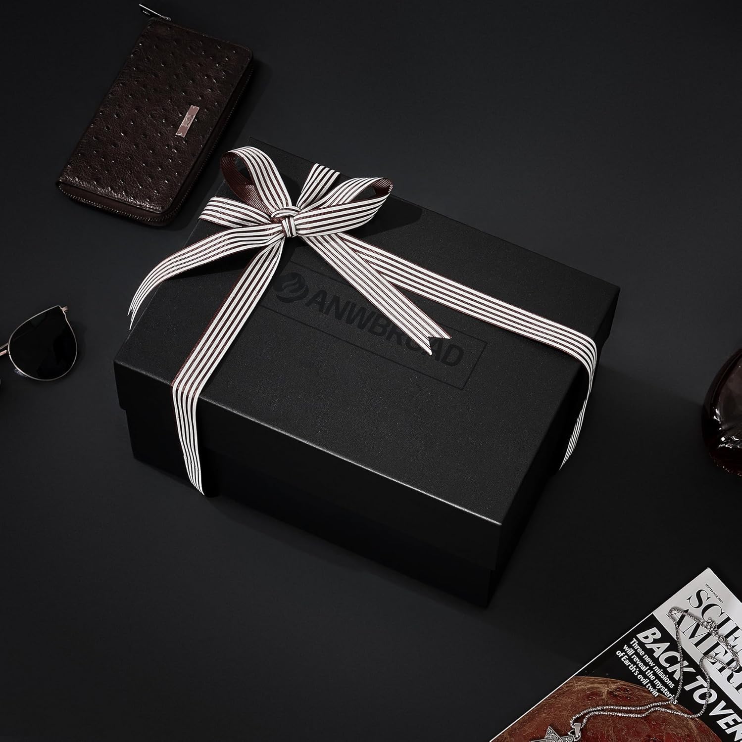 ANWBROAD 12 Portaorologi per Uomo Posti Porta Orologi gioielli e orologi | 2-Tier Custodia per Orologi con Grande Coperchio Di Vetro, Scatola Portaorologi per Regalo Festa Del Uomo e Donna JWB001Y