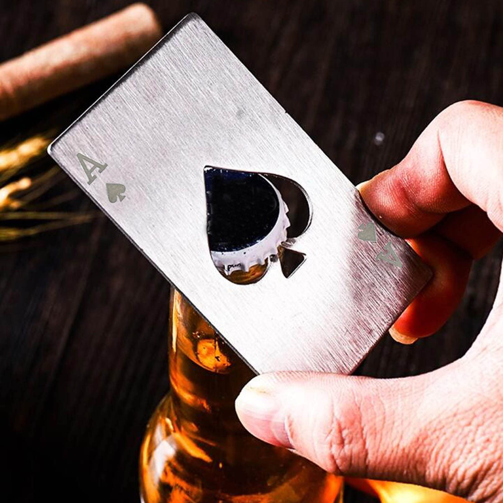 Abrebotellas de metal de acero inoxidable plateado con patrón grabado (estilo J)