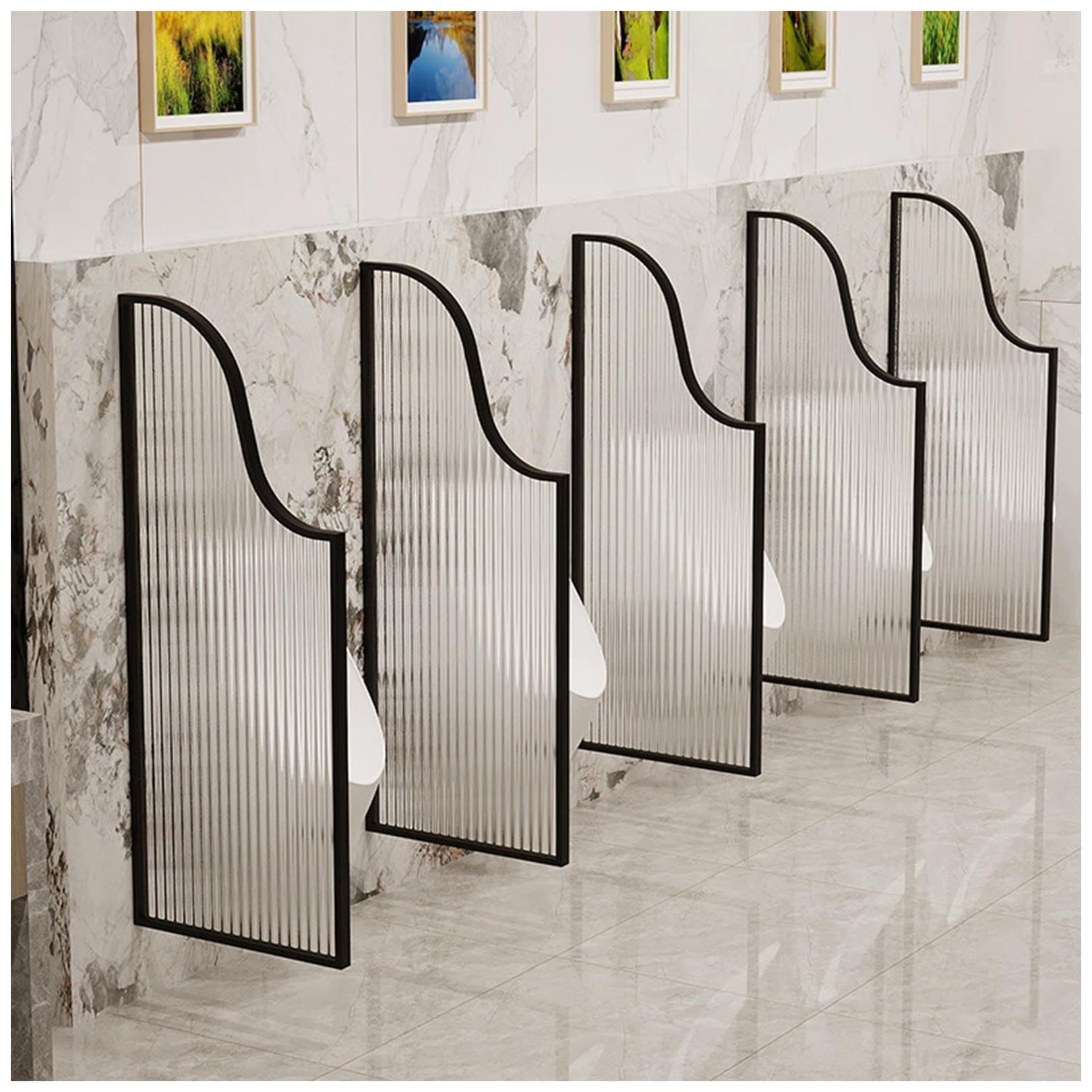 Divisore per orinatoio in vetro temperato con telaio in acciaio inox, impermeabile, divisorio per la privacy, per servizi igienici da uomo in scuole, bar e hotel, schermo resistente per stalla del