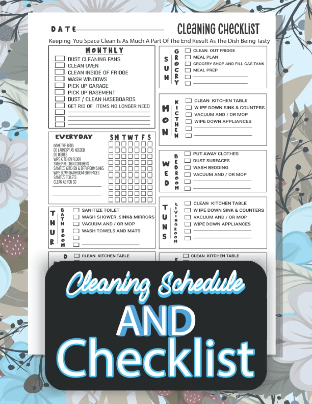 Buy Cleaning Schedule and Checklist Checklist Planner and Organizer