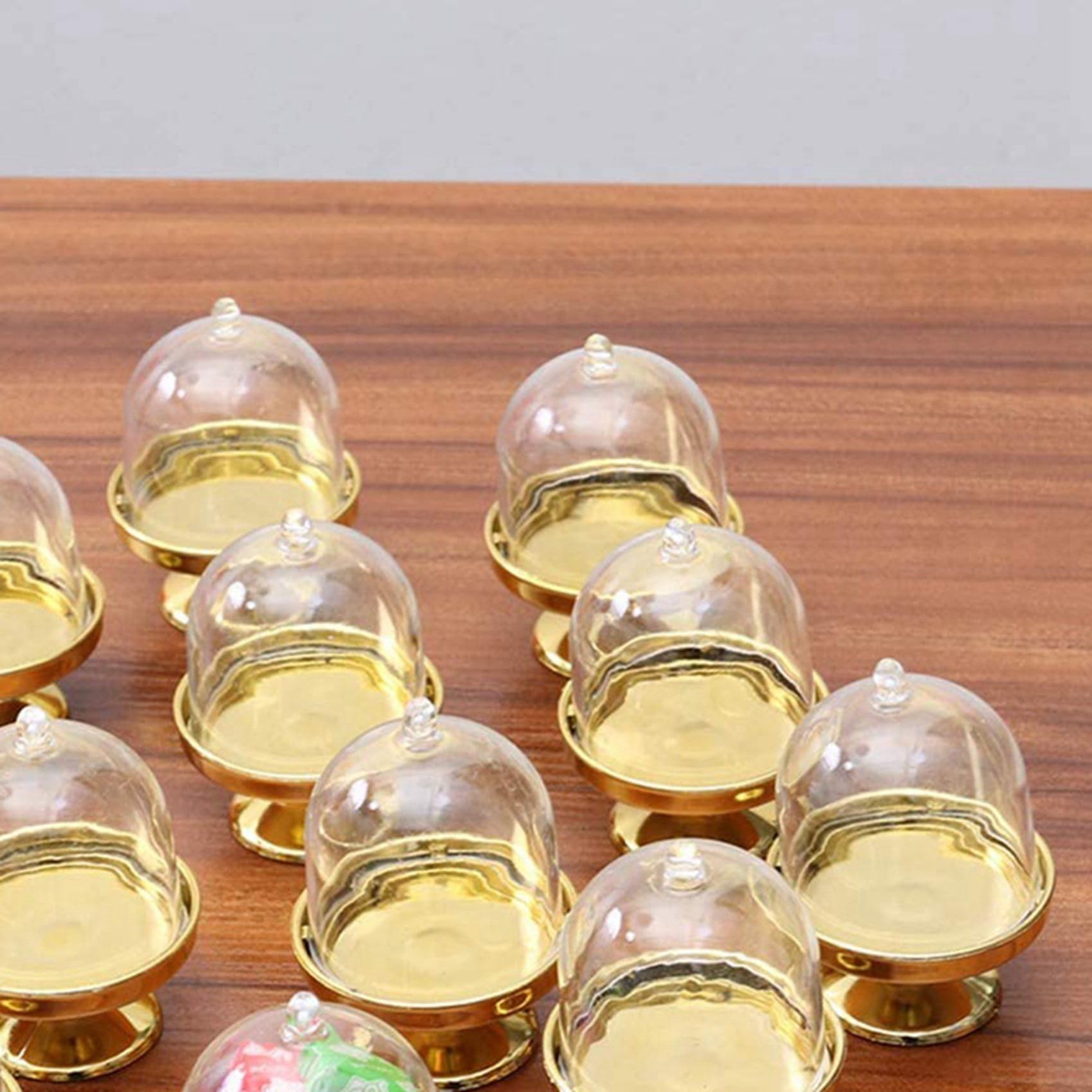 Goldener Mini Kuchen Ständer - Mini Kuchen Form mit Ständer und Kuppel Abdeckung, 96 Einzel Becher Kuchen Ständer Mini Dessert Pfanne