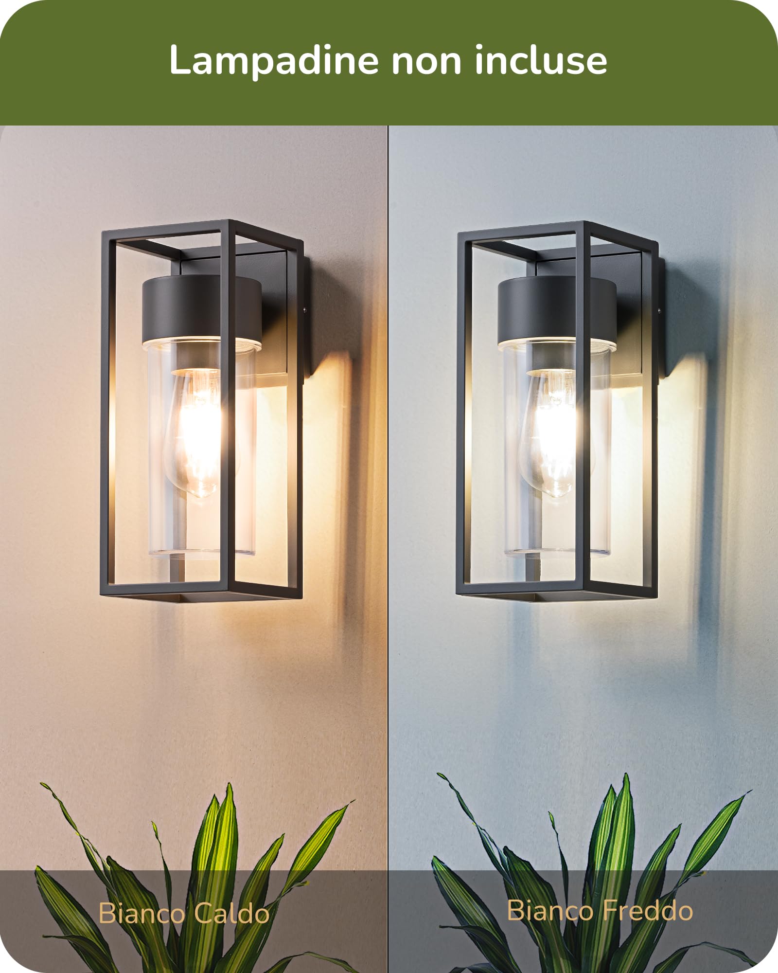 EDISHINE Lampada da parete per interni ed esterni, lampada da parete, illuminazione da parete per casa, terrazza, balcone, moderna, senza lampadine, impermeabile IP44, Antracite