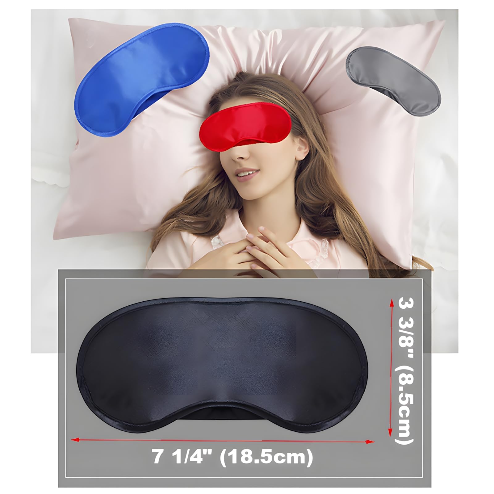 TOPTIE Lot de 100 masques de sommeil en satin doux à imprimé personnalisé pour le sommeil, le travail, les voyages, les études, 19,5 cm (L) x 9,5 cm (l) Rose clair
