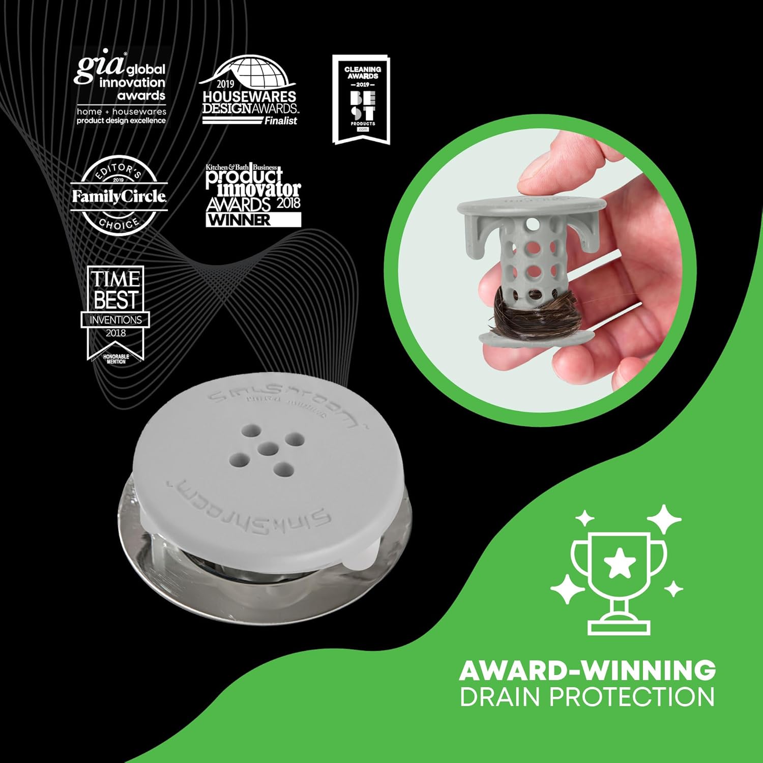 SinkShroom The Revolutionary Sink Drain Protector Hair Catcher/Strainer/Snare, Gray - Image 8