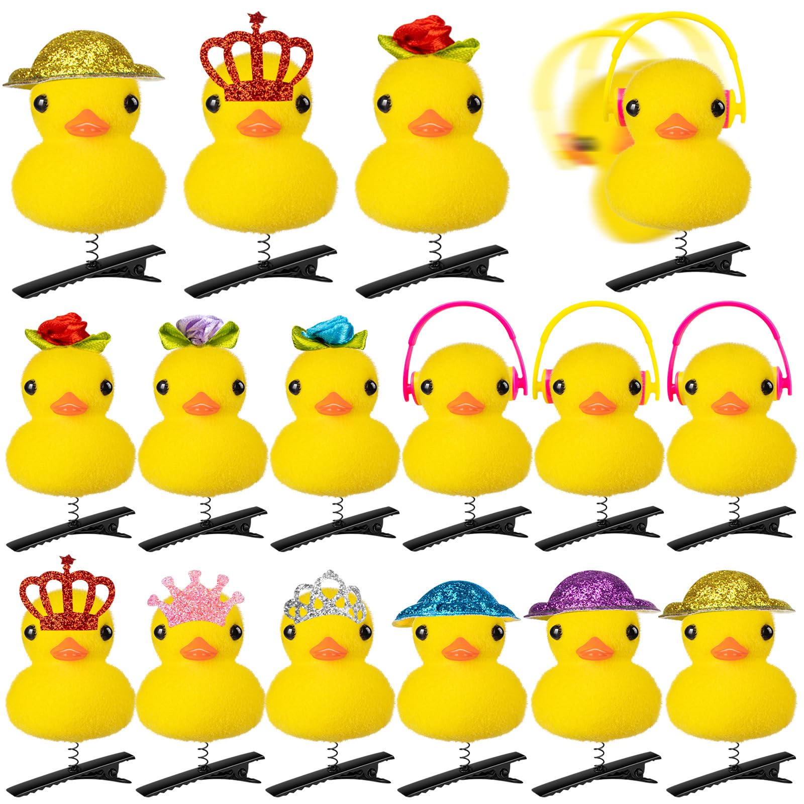 12 Pcs Sprouts Rave, Yellow Duck Hair Clips for Women, Cute Hairpin Festival Rave Accessories for School Home Party Props
