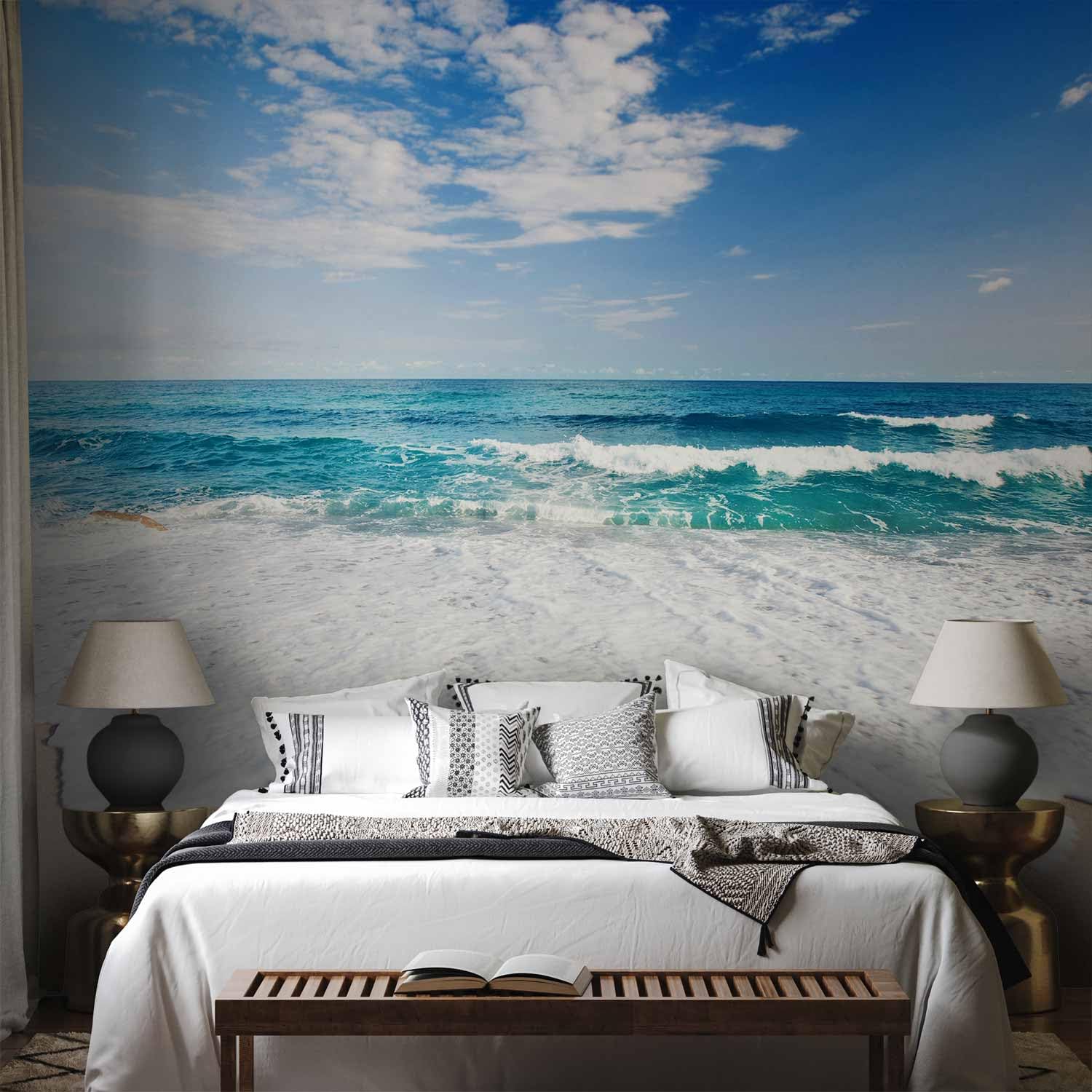 murando - Papier peint panoramique paysage 350x256 cm - Revêtement mural décoration pour chambre salon cuisine - Design unique et moderne - Bleu beige gris - c-B-0035-a-a