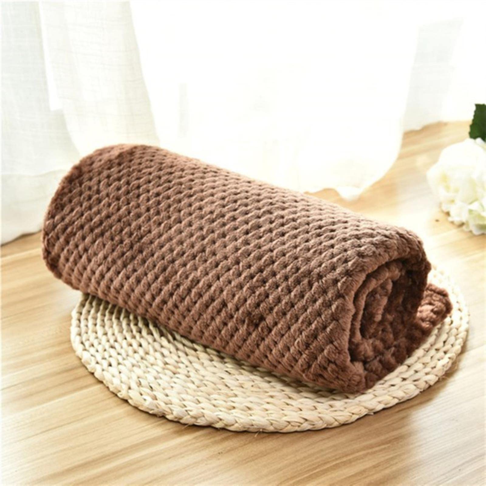 Couverture pour chien doux contre le froid du sol matelas peluche café M