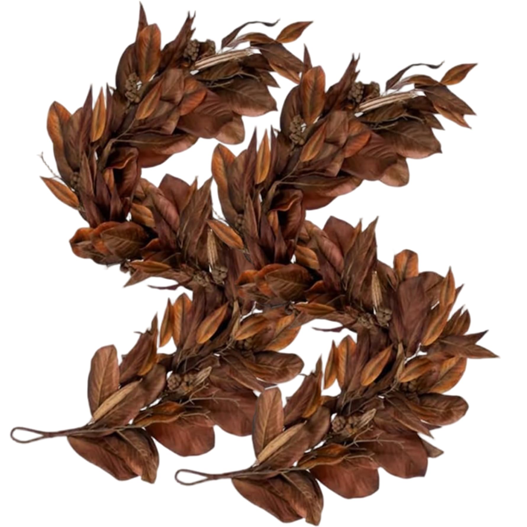 Ngbbby Fall Leaves Garland 2Pcs 72 Inch, Lifelike Artificial Brown Magnolia Garland Seasonal Hanging Rustic for Fireplace Mantel Home