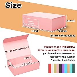 RYDDOY 5 Pack Pink Gift Box, 9.5x6x3\'\' Gift boxes for Presents with Lids Magnetic Closure Rectangle Collapsible for Bridesmaid Proposal Box, Wedding, Christmas, Halloween, Birthday Gift Packging
