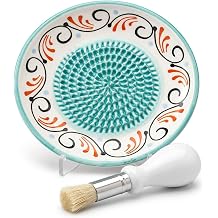 Ceramic Garlic Grater Plate Bowl Dish Spanish Tomato Grater Plate Cheese Crusher Grinder Ginger Grating Plates Tool Herb Stripper Handmade Pottery Grader Peeler Brush Stand Kitchen Gadget