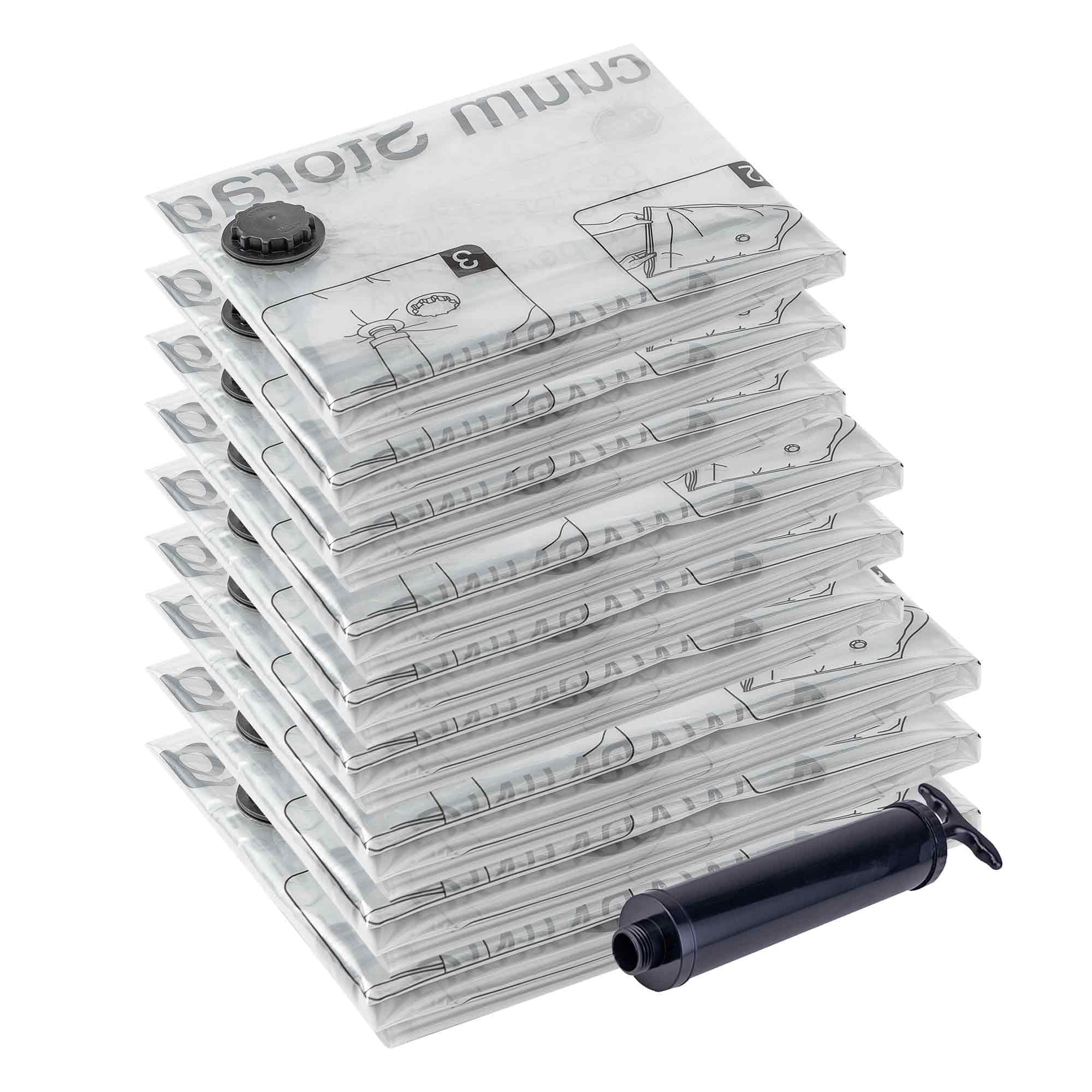 Vacuum Storage Bags 9 Combo, (3 Jumbo, 3 Large, 3 Medium) Space Saver Bags with Travel Hand Pump, Compression Airtight Sealer Bags for Clothes, Bedding, Pillows, Comforters, Blankets