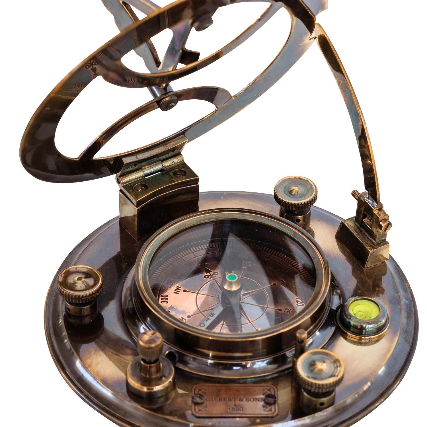 Bussola marittimo compasso orologio solare navigazione stile antico replica 13cm