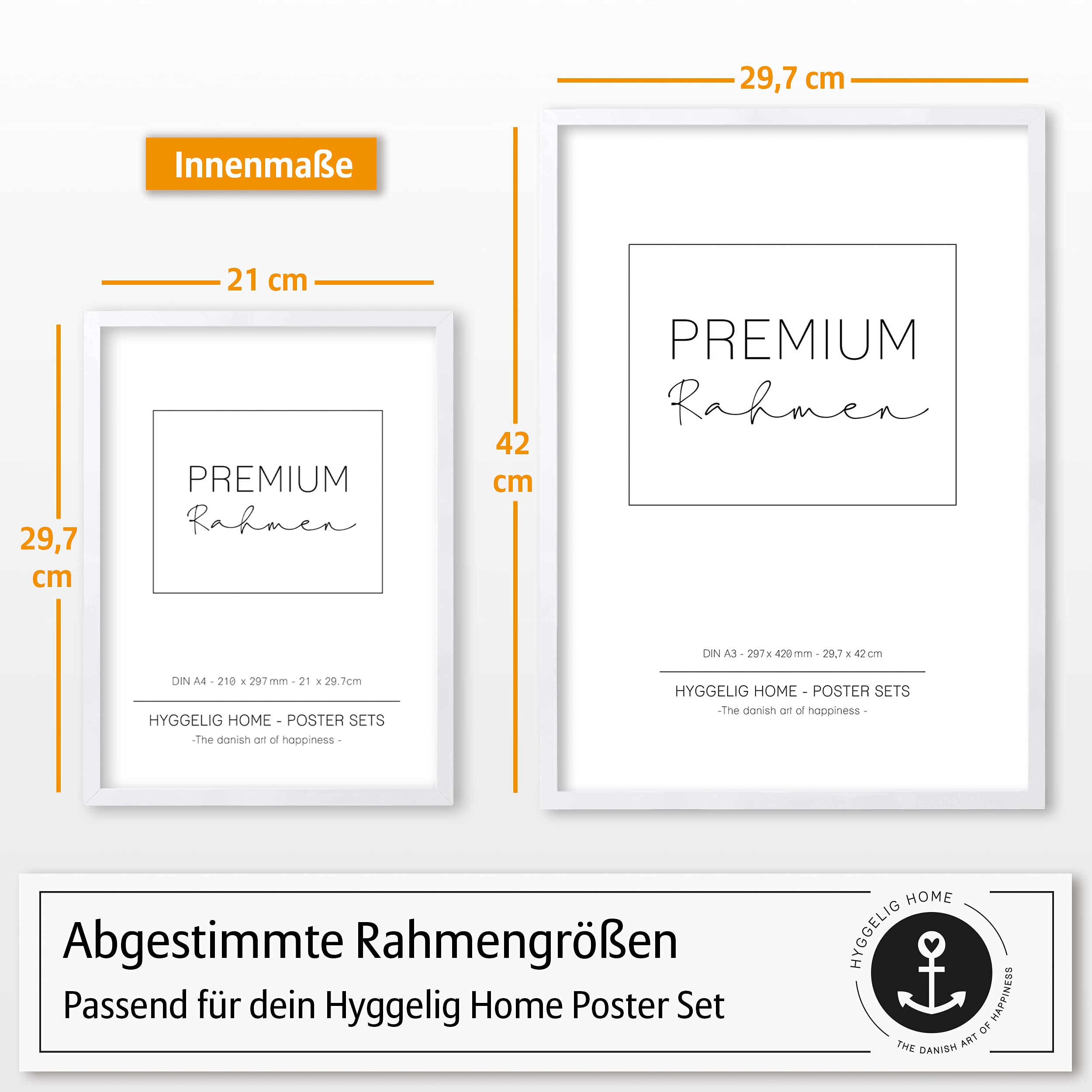Hyggelig Home Premium Poster Set - 7 hochwertige Poster im Kunstdruck bunt Bauhaus aesthetic - für Wohnzimmer Schlafzimmer Esszimmer Flur - Set Matisse Art - Mit Rahmen weiß