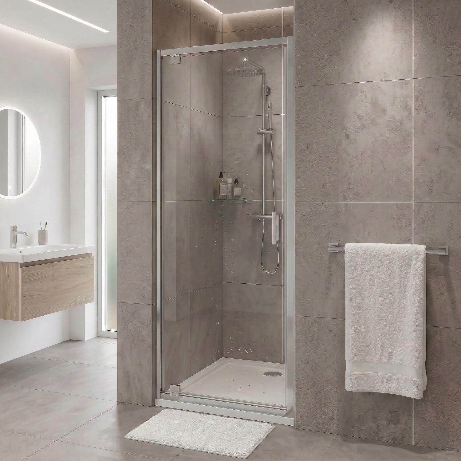 Go Bathrooms Nera 760mm Pivot Shower Door Chrome 6mm Toughened Safety Glass Shower Enclosure 20mm Wall Adjustment Reversible Alcove Shower Screen Polished Chrome Finish