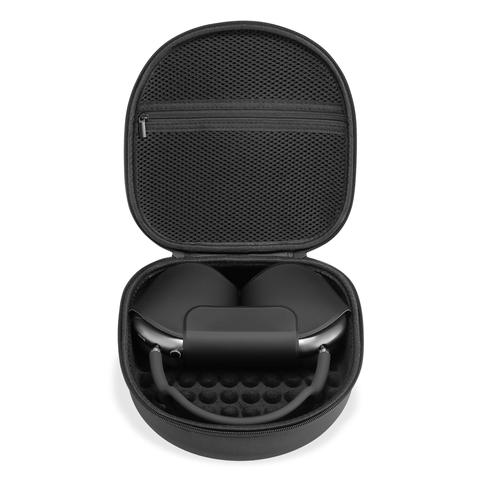 Case for Apple Airpods Max Headphones, Travel Portable Headphone Hard Case Cover Bag, Mesh Pouch with Zipper for Charger and Accessories (Black)