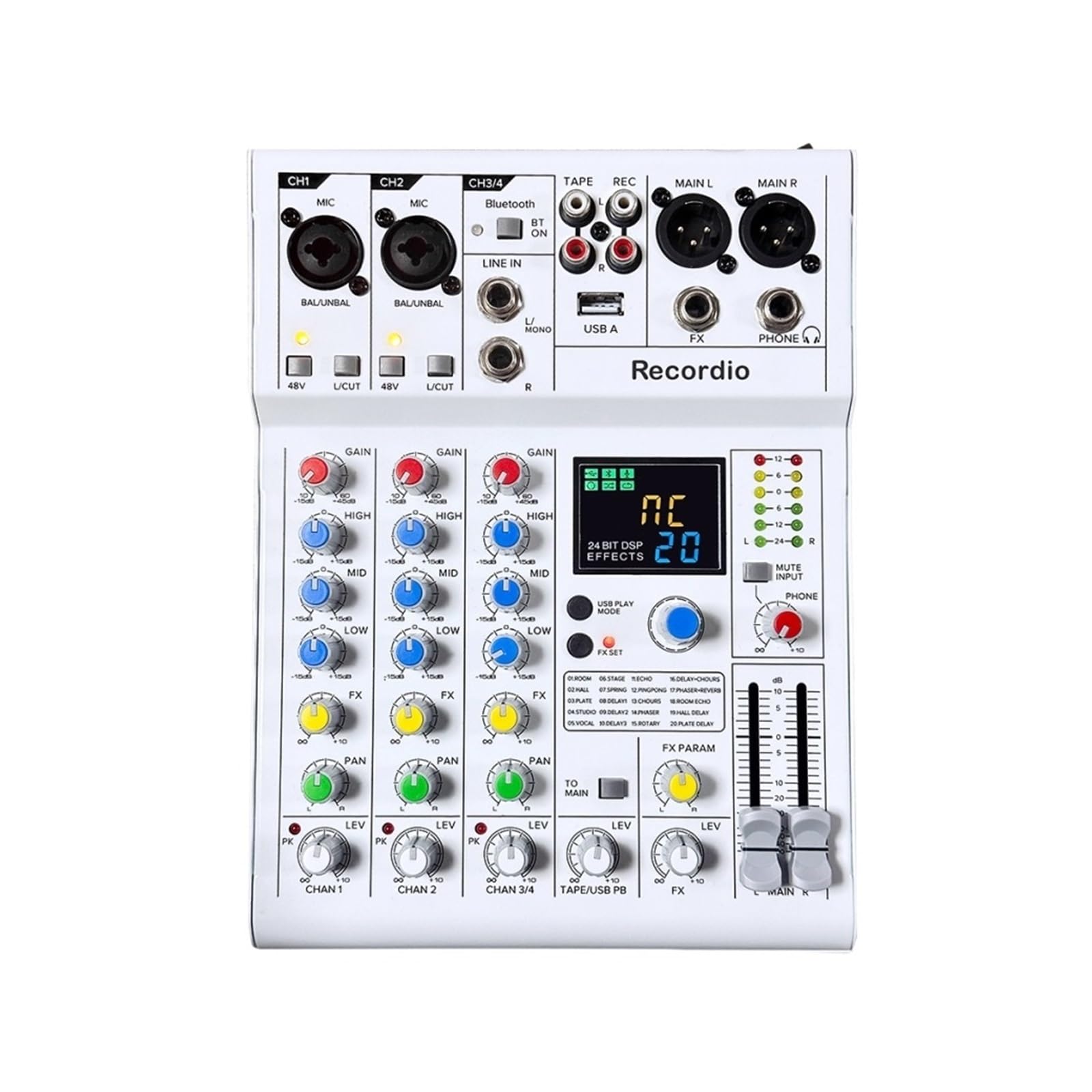 Mezclador Multifuncional De 4 Canales, Interfaz De Audio, Miniprocesador De Audio For Podcast De Estudio