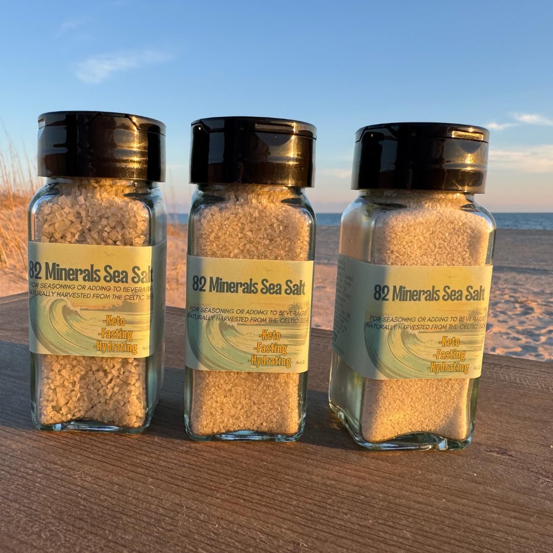 82 Minerals French Grey Sea Salt | Premium Hand-Harvested Sel Gris | 4oz Fine, Coarse, Extra Coarse Trio | Mineral & Electrolyte Finishing Salt