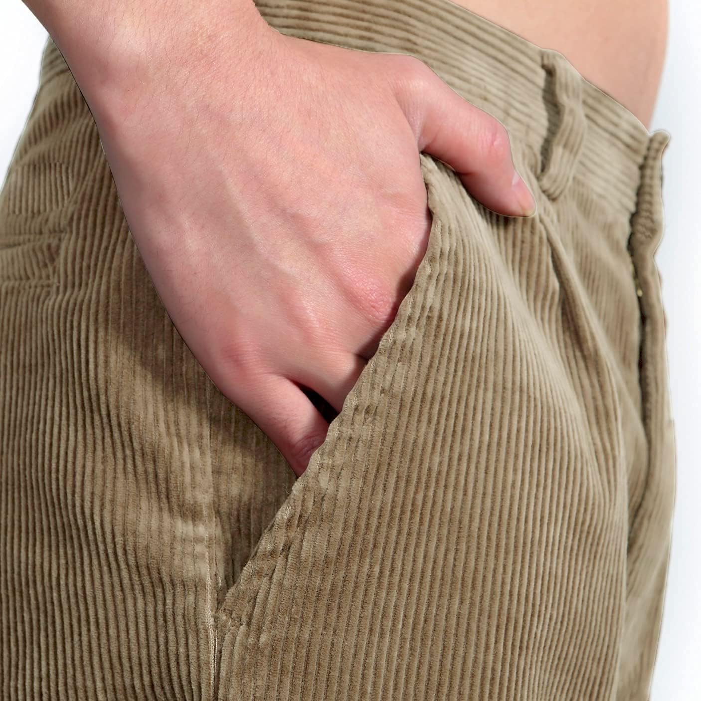 IDEALSANXUN Mens Corduroy Pants Casual Straight Leg Pleated Dress Pants - Image 5