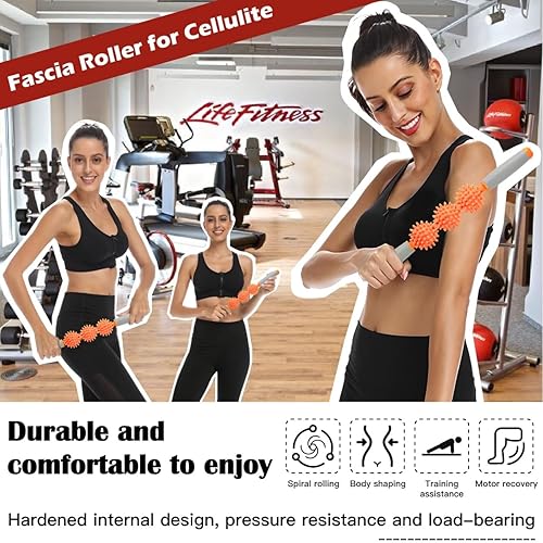 Miniatura 2 de Rodillo muscular para fascia, masajeador de celulitis, rodillo de fascia para celulitis y dolores musculares, cuello, pierna, espalda, punto de