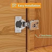 Vista 2 de Chibery 50 Pack 1-5/16" Overlay 3D Soft Close Concealed Hinge for Face Frame Door, Smooth Slow Self Closing Hinges, Satin Nickel, Hidden 105° Open