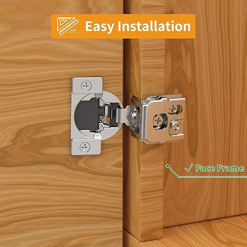 Miniatura 2 de Paquete de 50 bisagras ocultas 3D superpuestas de 1-516 pulgadas para puerta de marco facial, bisagras de cierre automático suaves y lentas, níquel