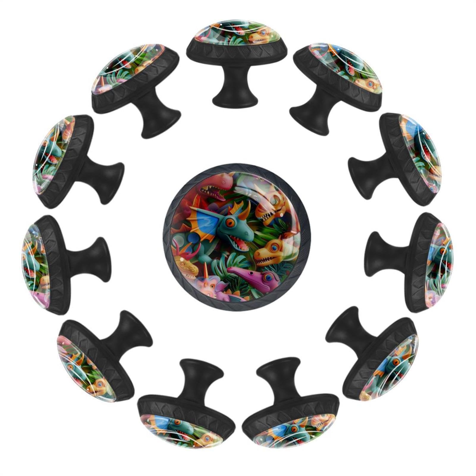 Boutons de tiroir en verre dinosaure poignée meuble durable x12