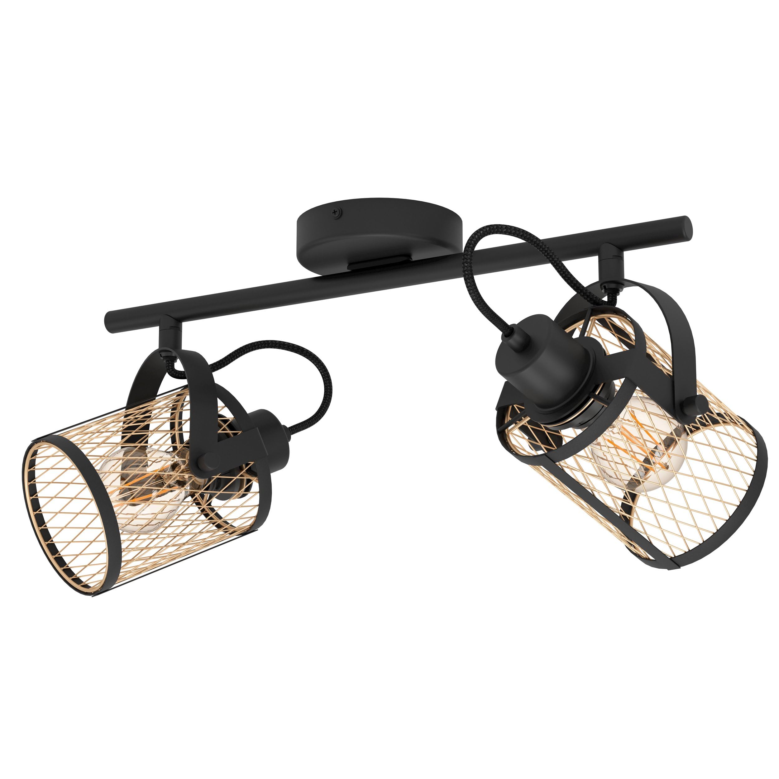 Eglo Black Dellow 2 Light Steel Lattice Style Adjustable Wall Or Ceiling Spotlight