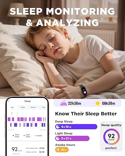 Miniatura 5 de BIGGERFIVE Vigor 3 - Reloj de seguimiento de actividad física para niños, pantalla AMOLED, no necesita aplicación, no necesita teléfono, resistente