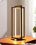 Lampe de table LED moderne EDISHINE, 750LM lampe de chevet dimmable sans étapes, 3 températures de couleur, contrôle par interrupteur tactile, lampe de nuit pour salon et chambre, cadre double rectangle, angle ajustable