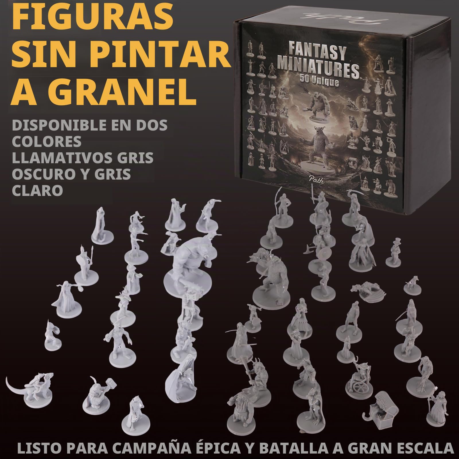 50 miniaturas únicas de fantasía RPG de mesa para Dungeons and Dragons, juegos de rol Pathfinder. A granel sin pintar, ideal para D&D