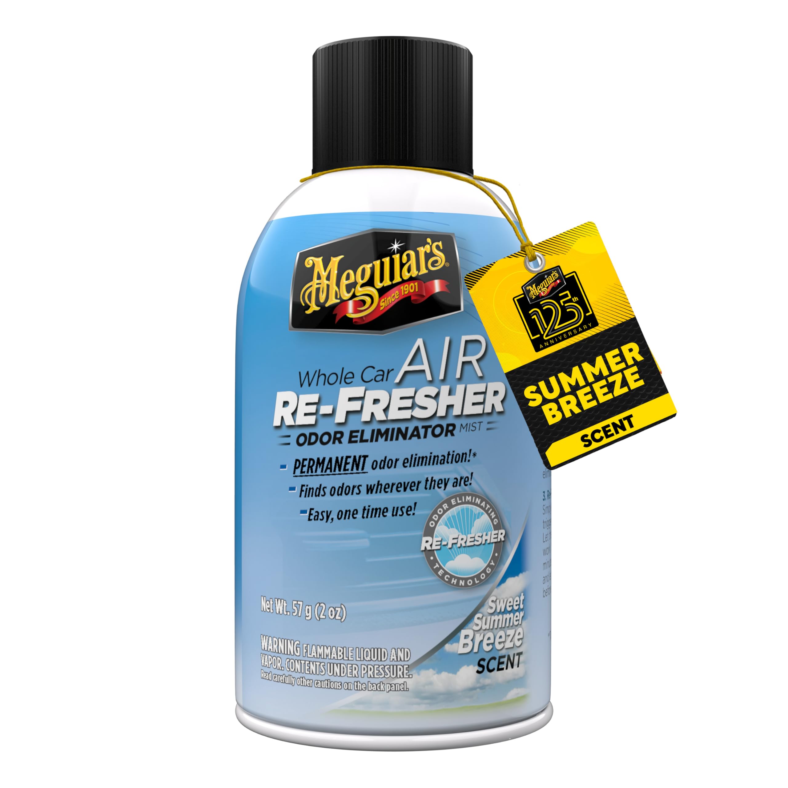 Meguiar's Whole Car Air Refresher, Odor Eliminator Spray Eliminates Strong Vehicle Odors, Summer Breeze 2 Oz Spray Bottle