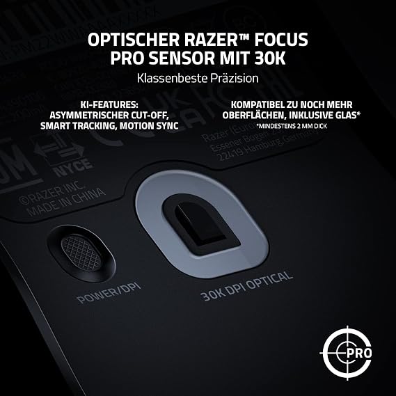 Razer Viper V2 Pro – 58g Ultralight Wireless Esports Gaming Mouse (Optical Sensor with 30K DPI Wireless Hyperspeed Technology Optical Gen 3 Mouse Switch 5 DPI Options) Black