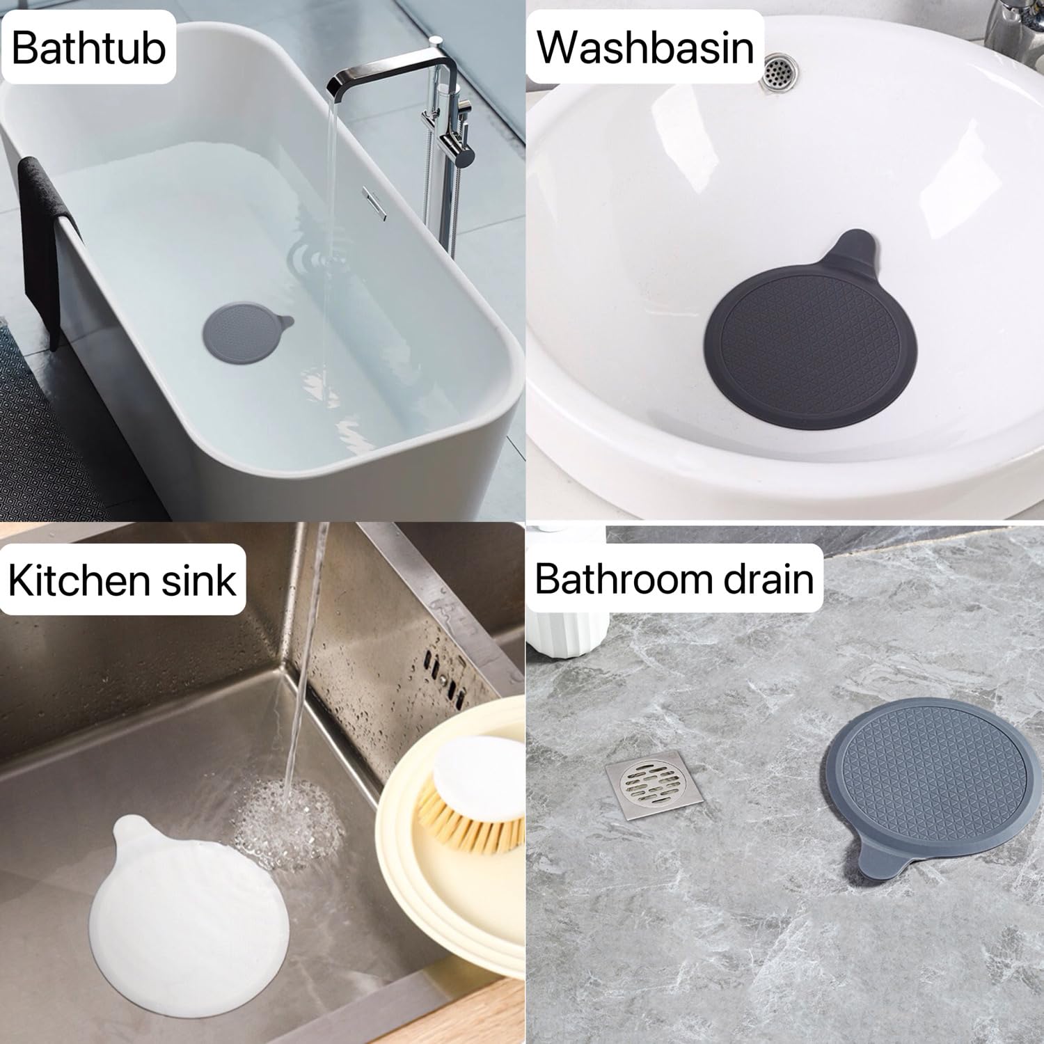3 Pack Silicone Bathtub Stopper, 6" Diameter Universal sink plug, Kitchen sink drain plug, Washbasin Drain Stopper - Image 4