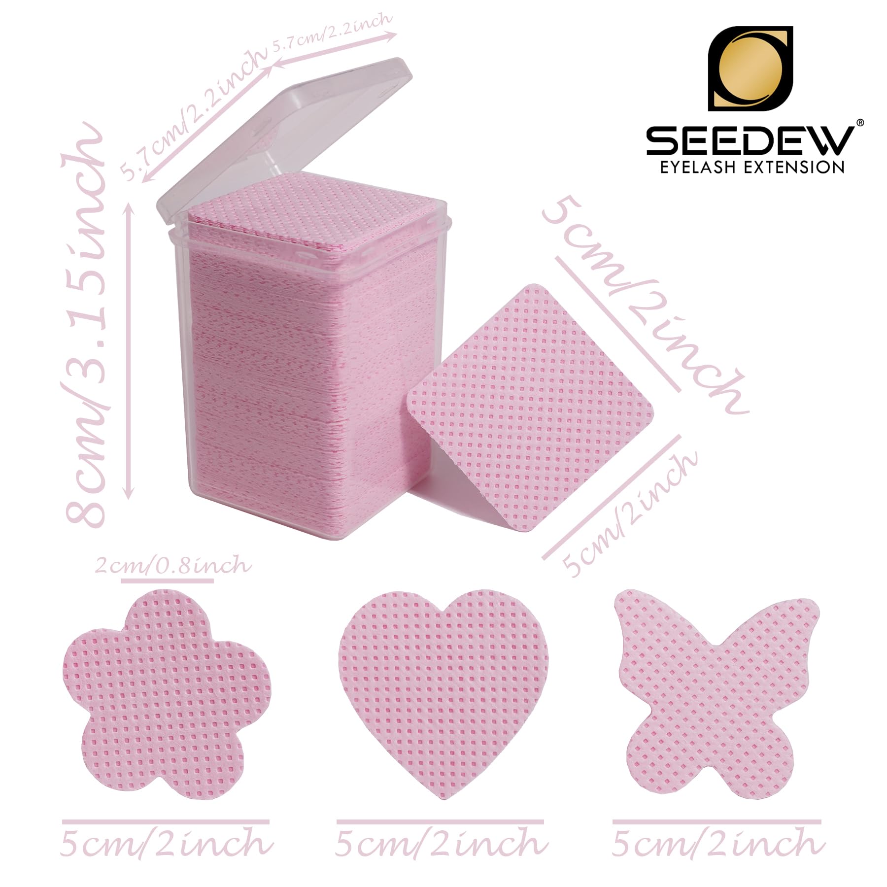 200 Pezzi Salviette Colla Ciglia, Panno Magico Senza Pelucchi, Panni per la Pulizia di Colla, Extension Ciglia, Unghie (1 Scatola) (Confezione Semplice) - (Forma di Cuore, Rosa)