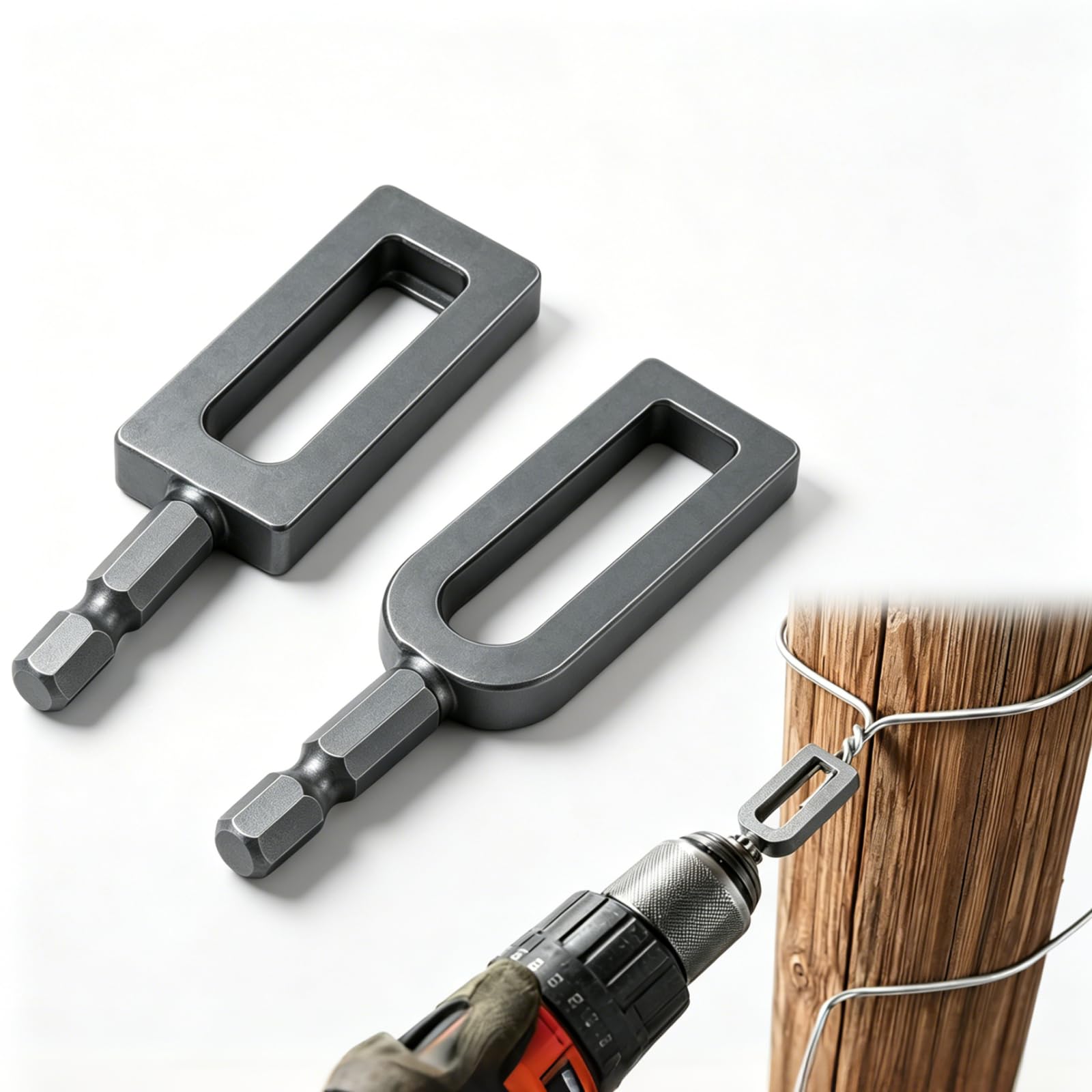 Electric Drill Wire Twisting Tool – Heavy Duty Wire Twister with 1/4" Hex Shank, Professional Fencing Tool for Rebar Tying, Construction, Fastener, Alloy Steel