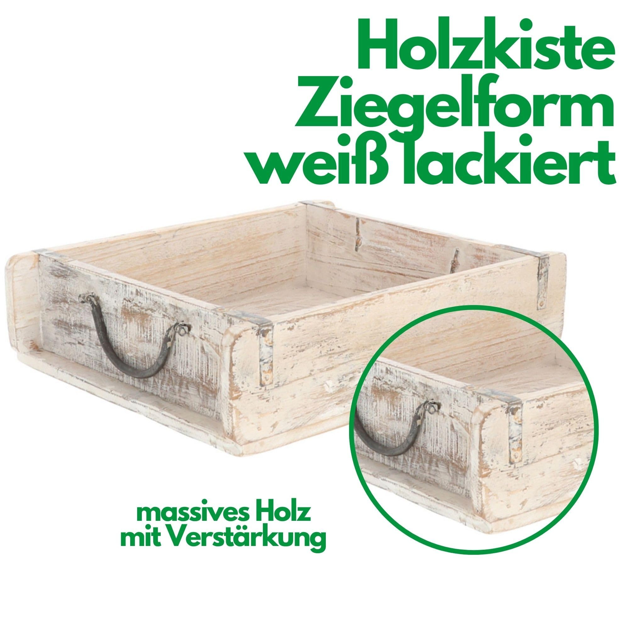 Novaliv 6x Holzkiste Vintage Weiß 30 x 25 x 8 cm Alte Ziegelform Holz Groß Allzweckkiste aus recyceltem Altholz Jede Form EIN Unikat ? Vintage Kiste Deko